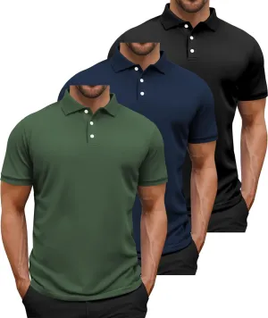 GEEK LIGHTING 3 Pack Mens Polo Shirts Short Sleeve Shirt for Men Casual Athletic T-Shirts