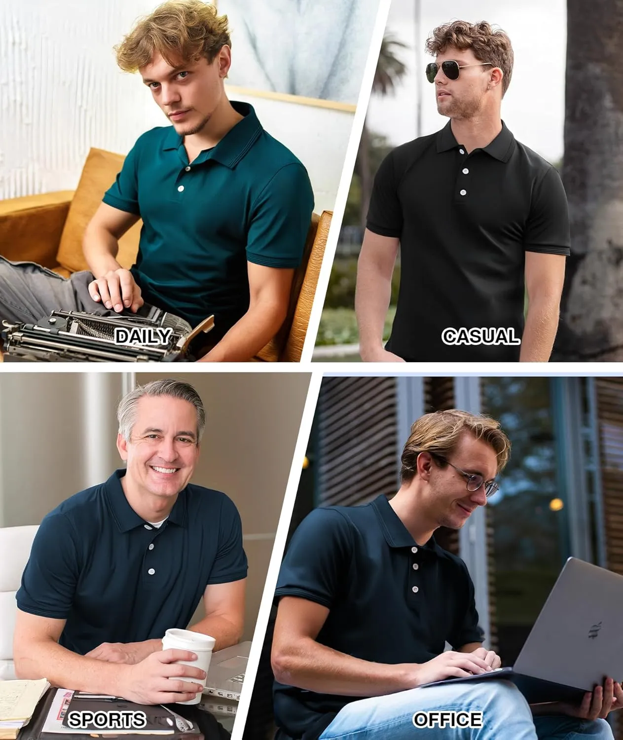 GEEK LIGHTING 3 Pack Mens Polo Shirts Short Sleeve Shirt for Men Casual Athletic T-Shirts