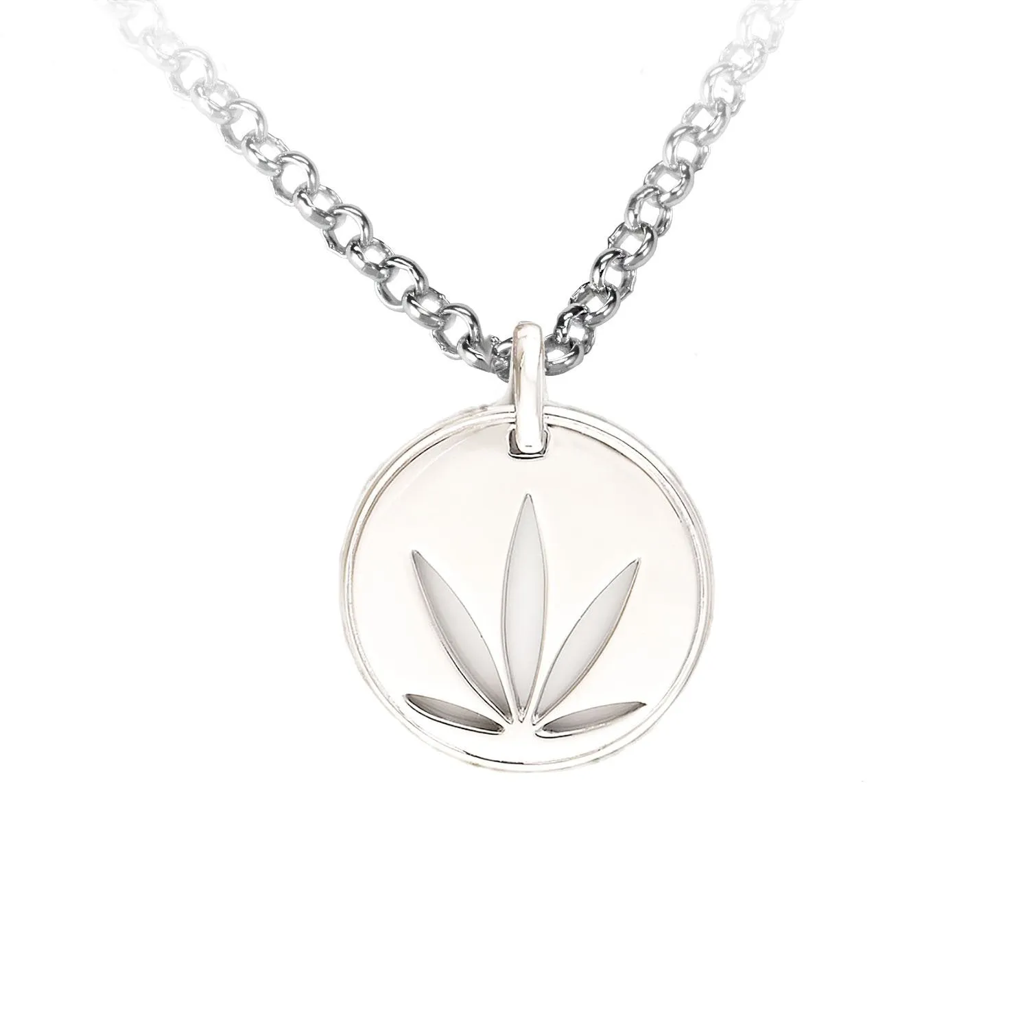 Gold Modern Leaf Cutout Disc Pendant