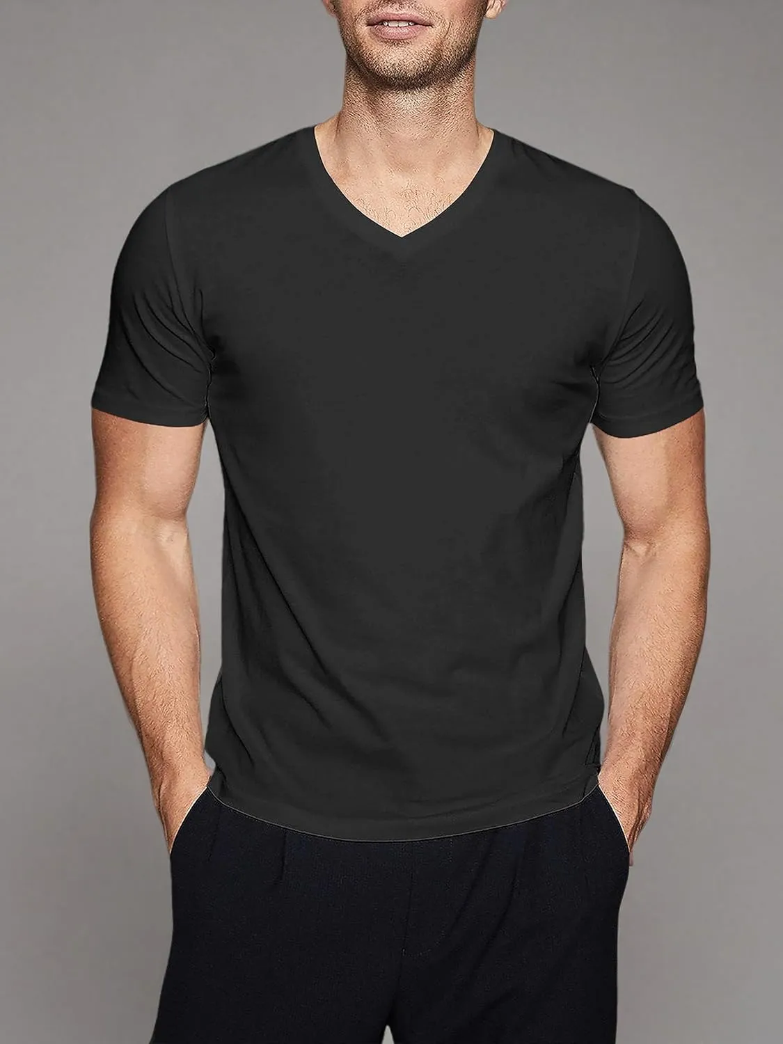 Hat and Beyond Mens Active V Neck T-Shirts Gym Workout Dance Slim Fit Shirts