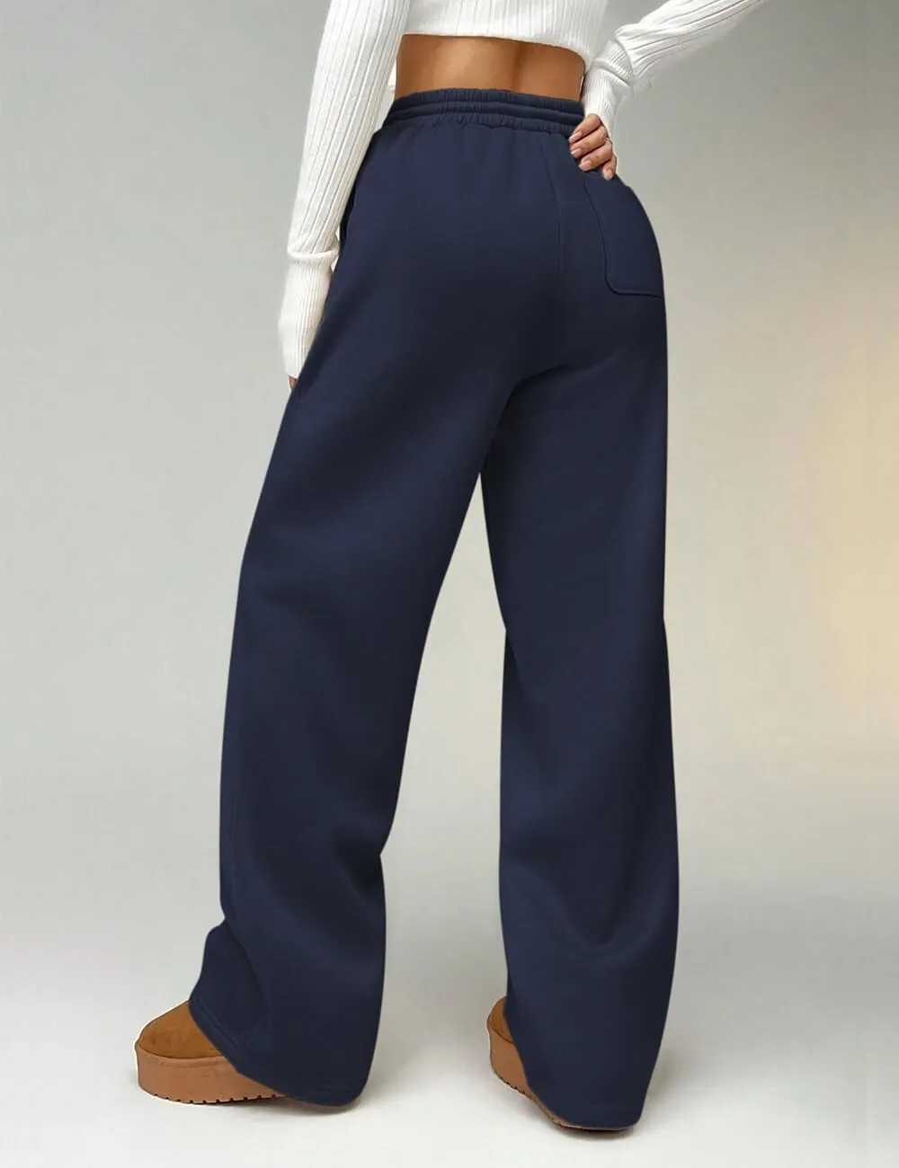 HeSaYep Women's Wide Leg Fleece Sweatpants High Waist Baggy Pants Drawstring Athletic Sweat Pants