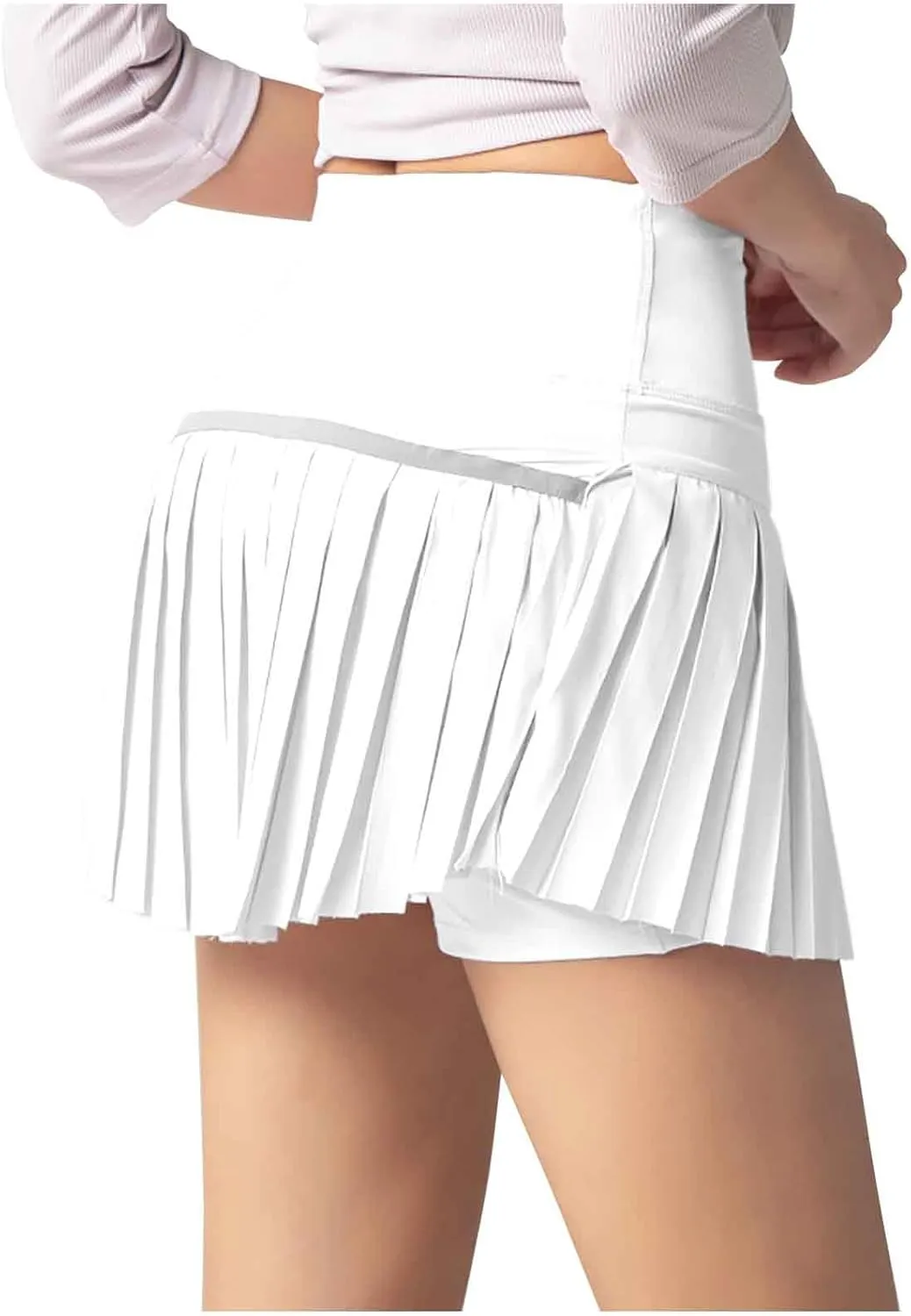 HGps8w Womens Pleated Tennis Skirts with Bulit-in-Shorts High Waisted Athletic Golf Skorts Skirts Outdoor Sports Shorts