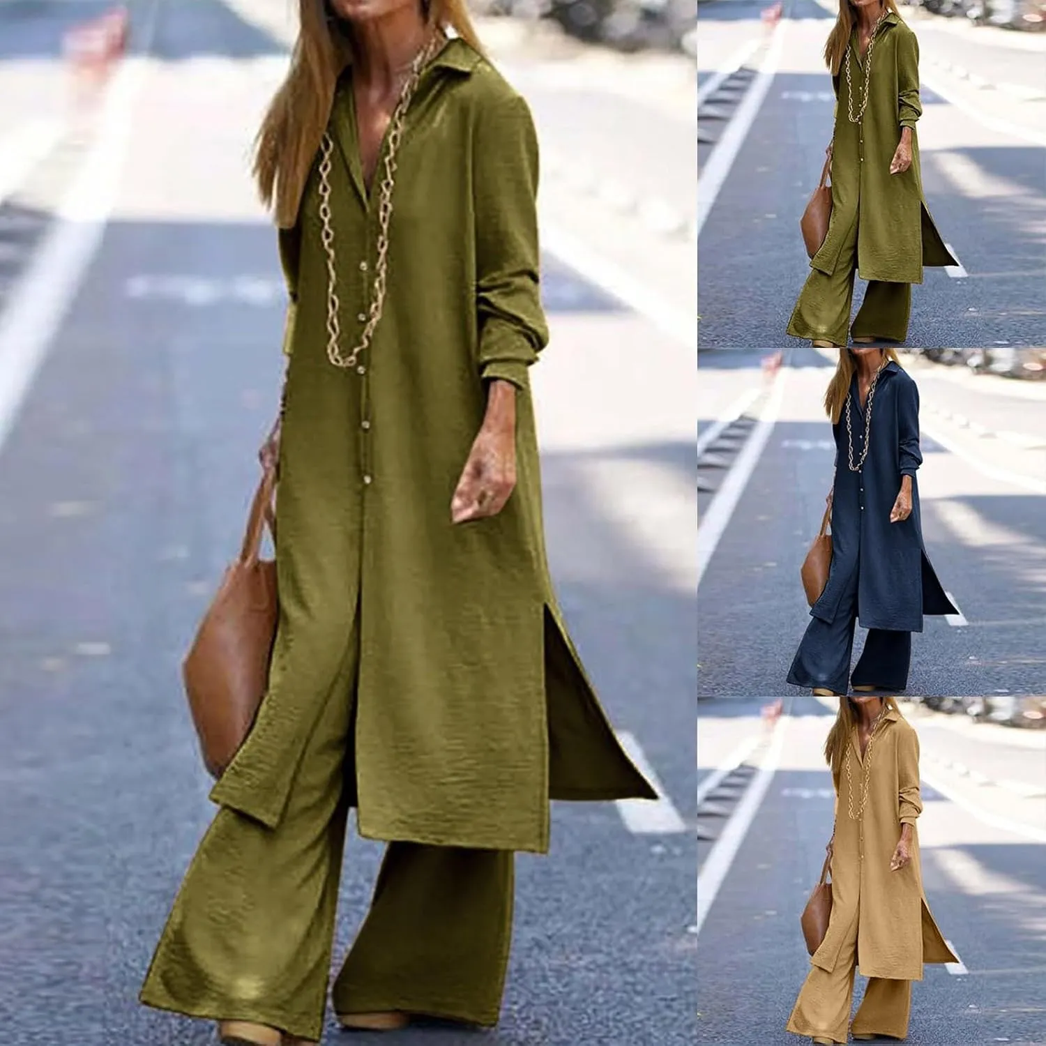 HGps8w Women's Vintage Cotton Linen Trench Coat Split Hem Mid Length Windbreaker Button Down Lapel Jacket Overcoat