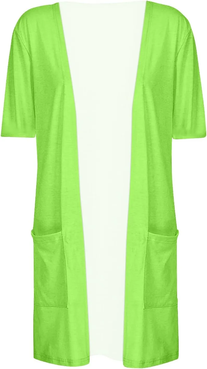 HXHYQKP Summer Cardigans for Women Lightweight Short Sleeve Open Front Casual Cover Ups with Pockets