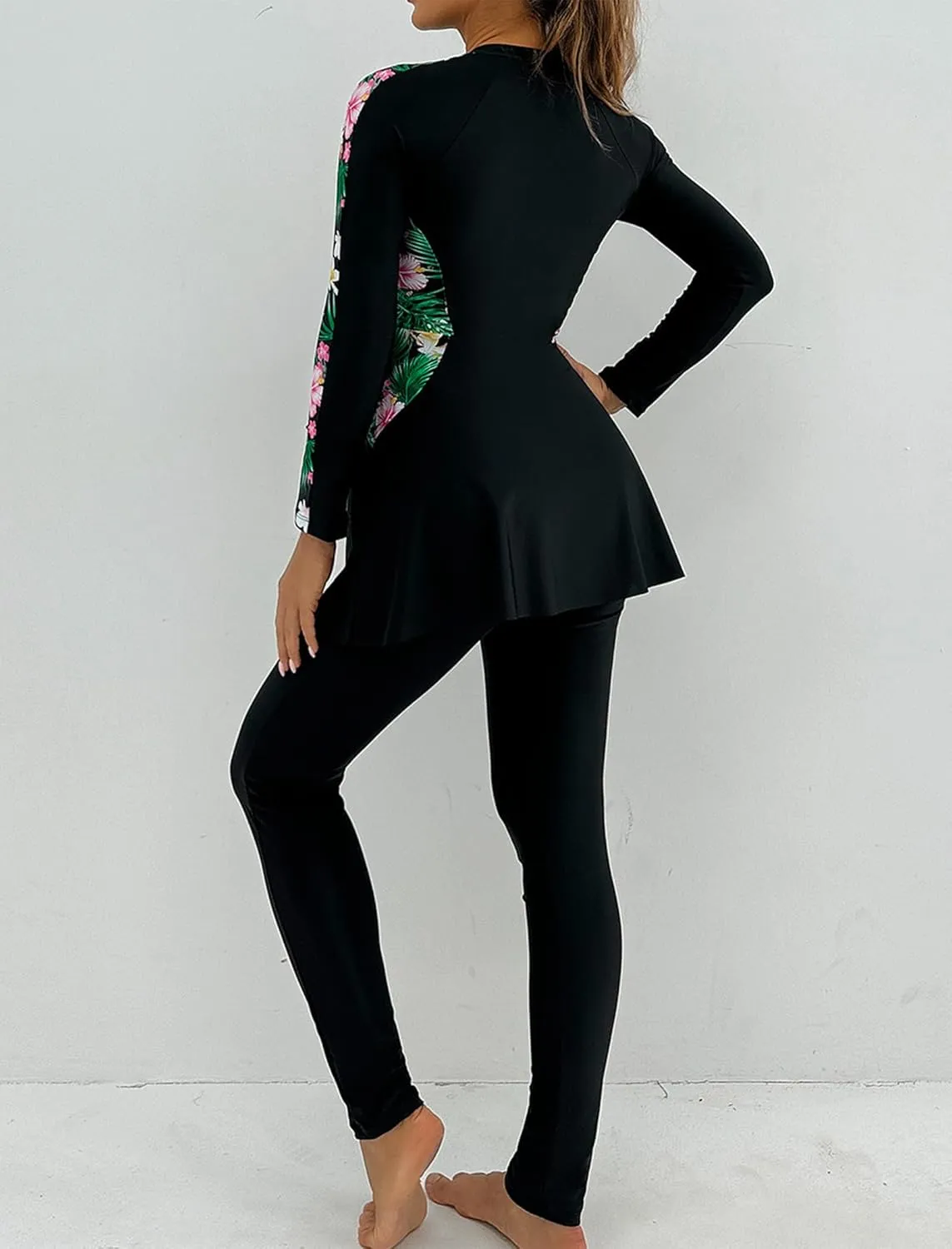 IDOPIP Muslim Swimsuits for Women Modest Burkini Islamic Arabic Swimwear Full Cover Long Sleeve Rash Guard Pants Bathing Suit