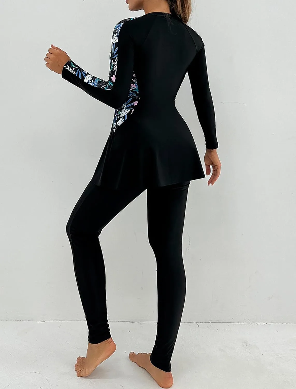 IDOPIP Muslim Swimsuits for Women Modest Burkini Islamic Arabic Swimwear Full Cover Long Sleeve Rash Guard Pants Bathing Suit