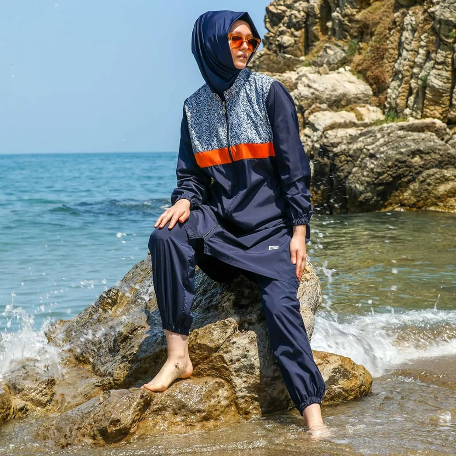 Islamic Long Sleeve Swimsuits for Women Modest Muslim 4 PCS | Full Cover Rash Guard Burkini | Arabic Swimwear