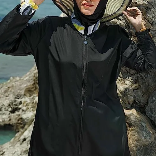 Islamic Long Sleeve Swimsuits for Women Modest Muslim 4 PCS | Full Cover Rash Guard Burkini | Arabic Swimwear