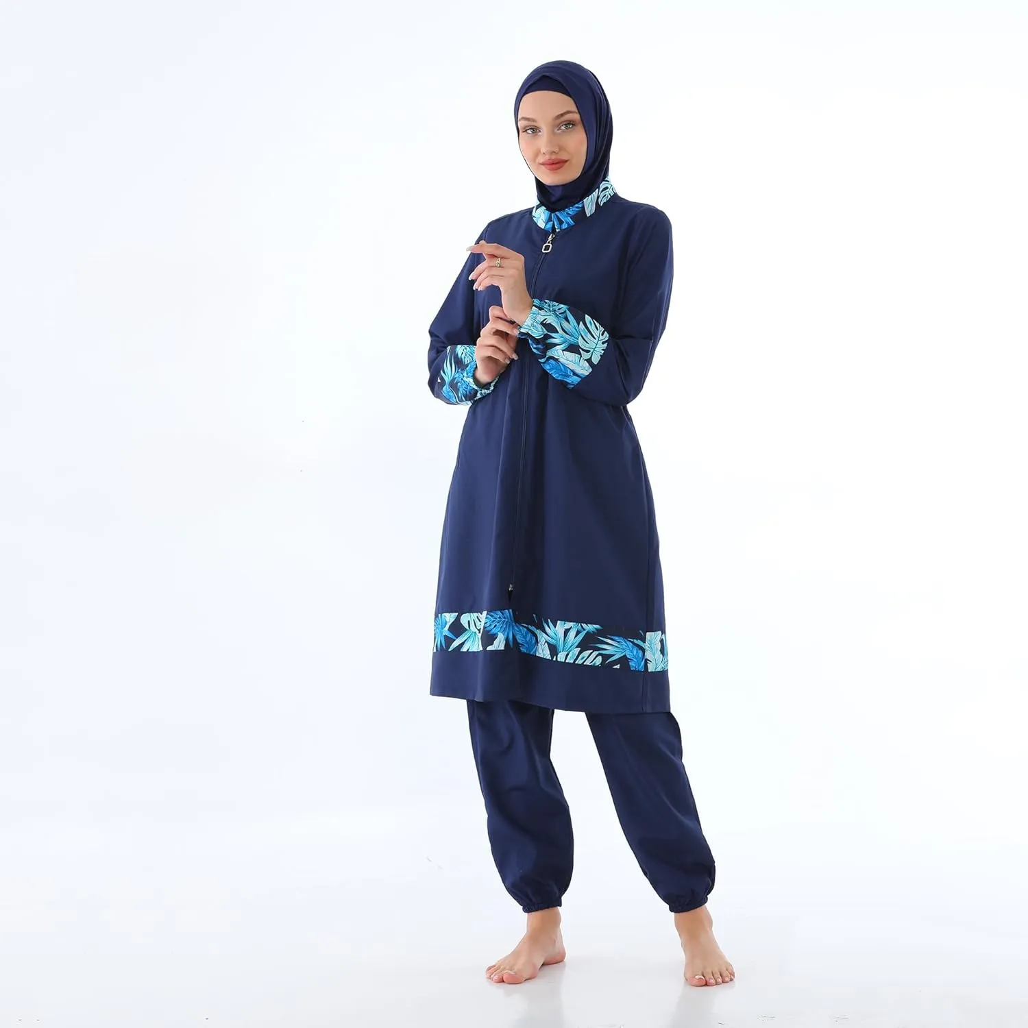 Islamic Long Sleeve Swimsuits for Women Modest Muslim 4 PCS | Full Cover Rash Guard Burkini | Arabic Swimwear