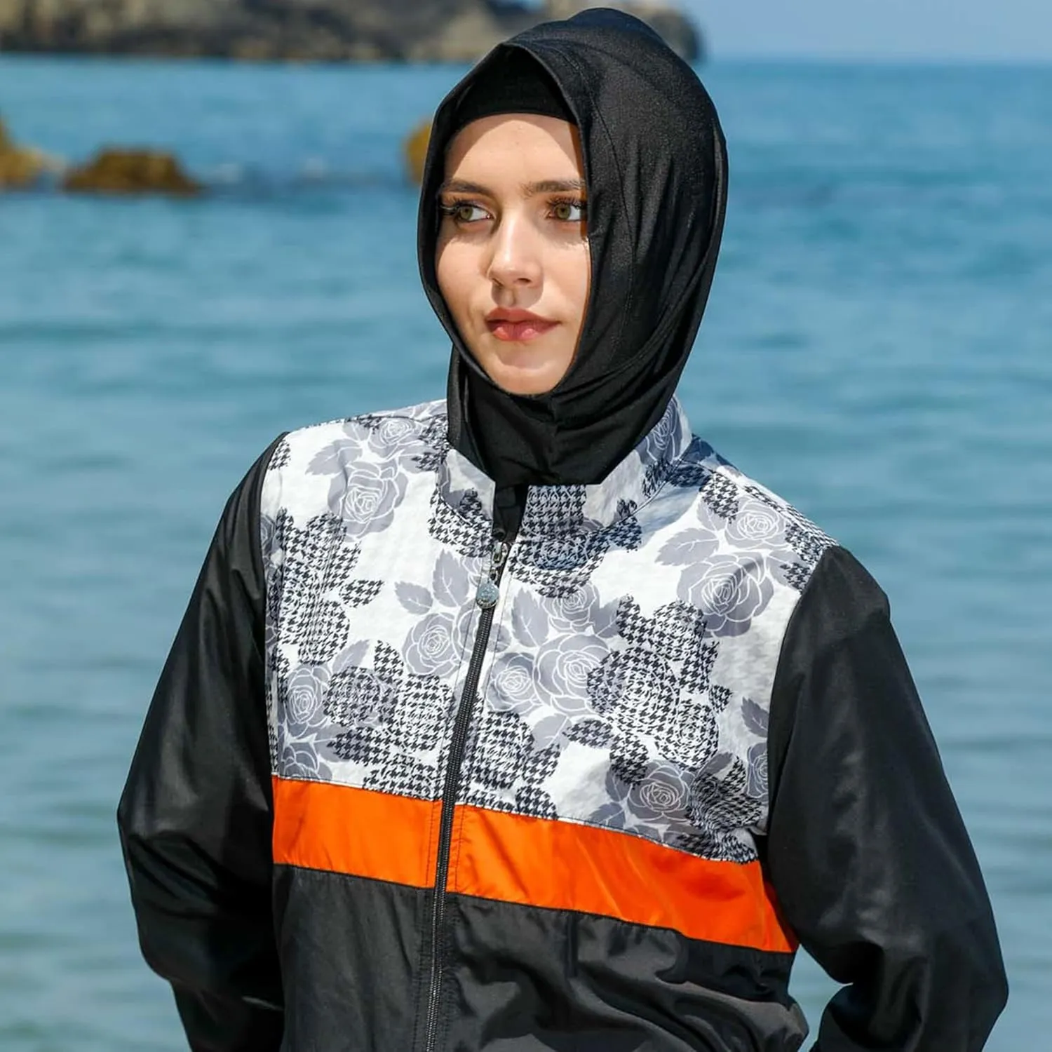 Islamic Long Sleeve Swimsuits for Women Modest Muslim 4 PCS | Full Cover Rash Guard Burkini | Arabic Swimwear