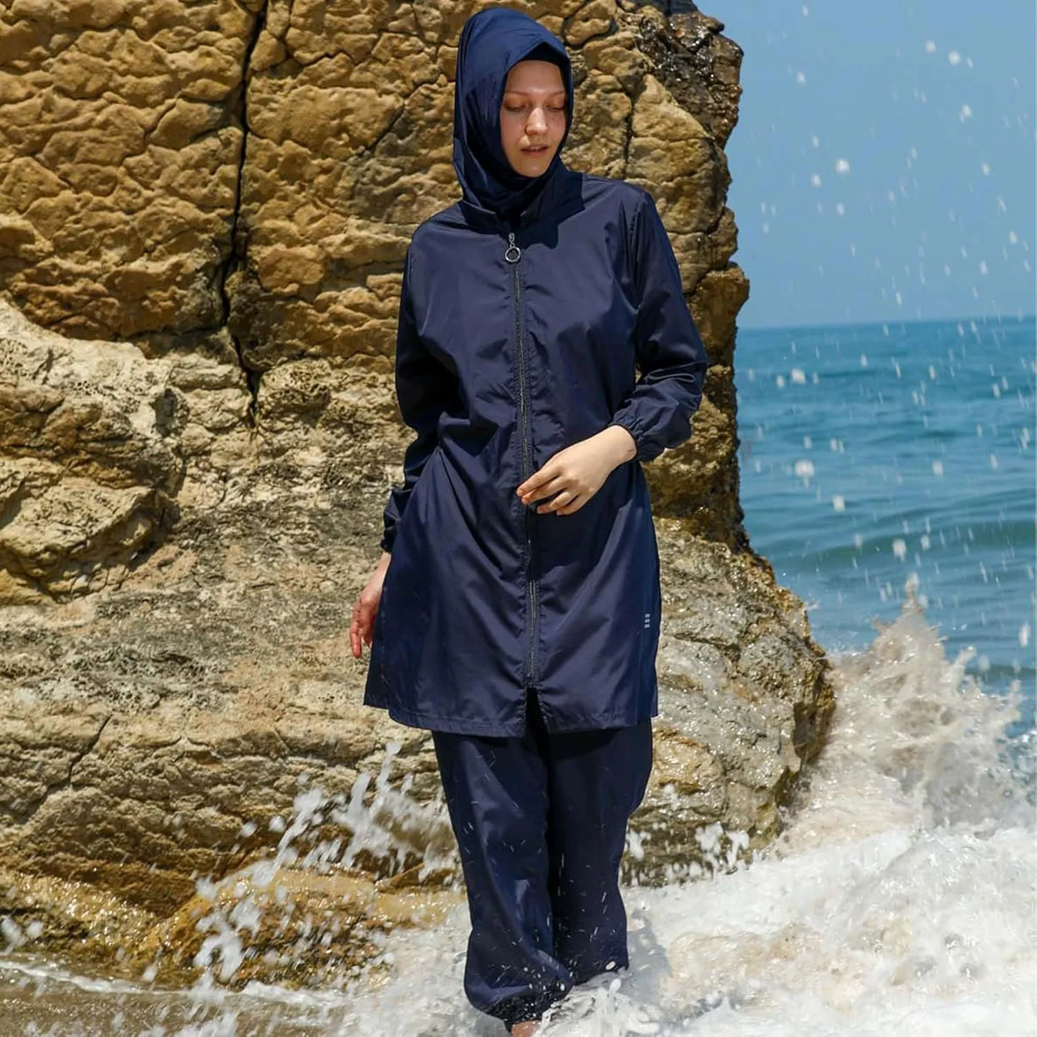 Islamic Long Sleeve Swimsuits for Women Modest Muslim 4 PCS | Full Cover Rash Guard Burkini | Arabic Swimwear