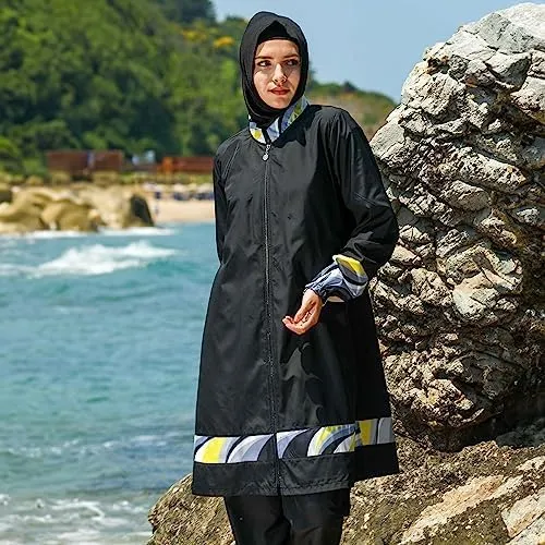 Islamic Long Sleeve Swimsuits for Women Modest Muslim 4 PCS | Full Cover Rash Guard Burkini | Arabic Swimwear