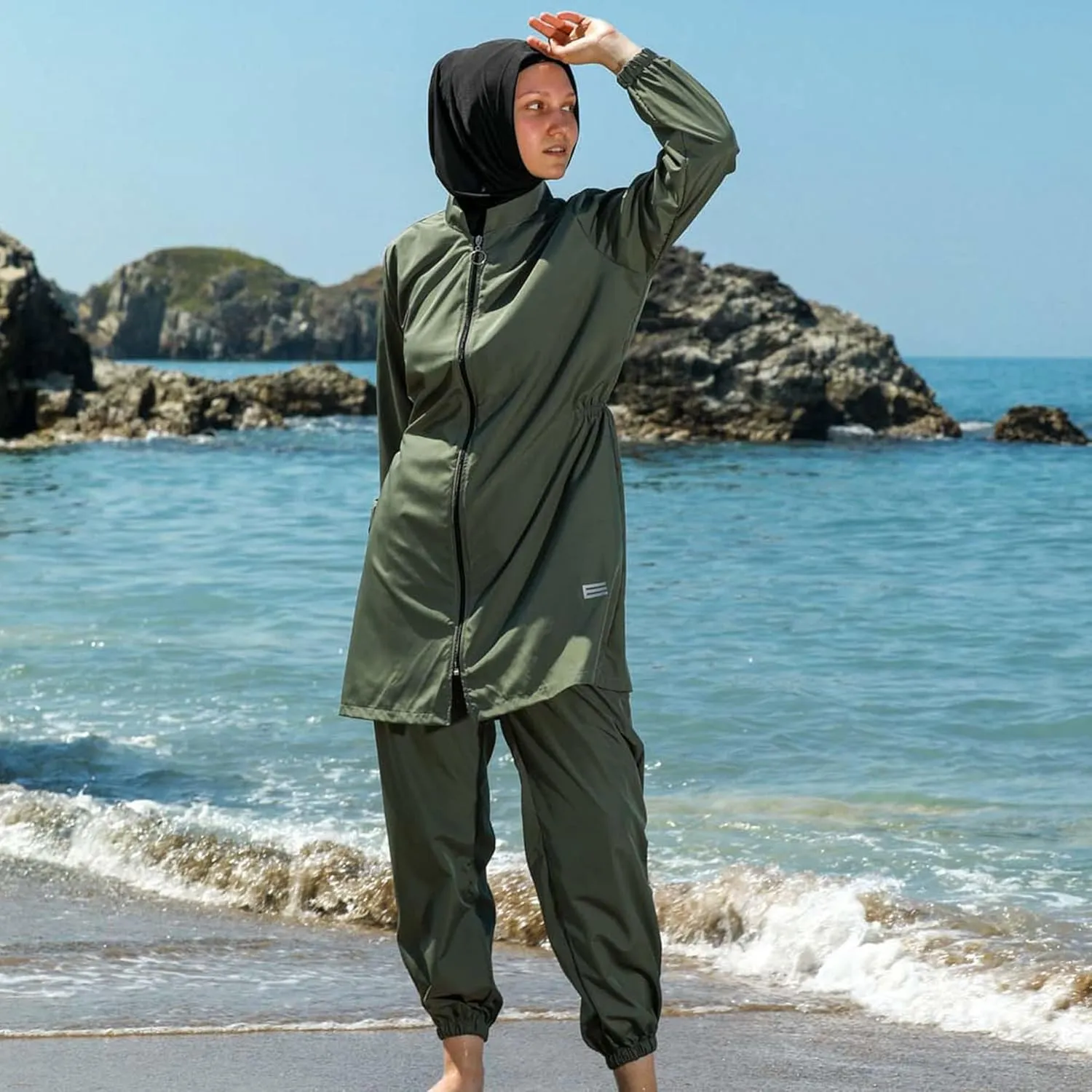 Islamic Long Sleeve Swimsuits for Women Modest Muslim 4 PCS | Full Cover Rash Guard Burkini | Arabic Swimwear