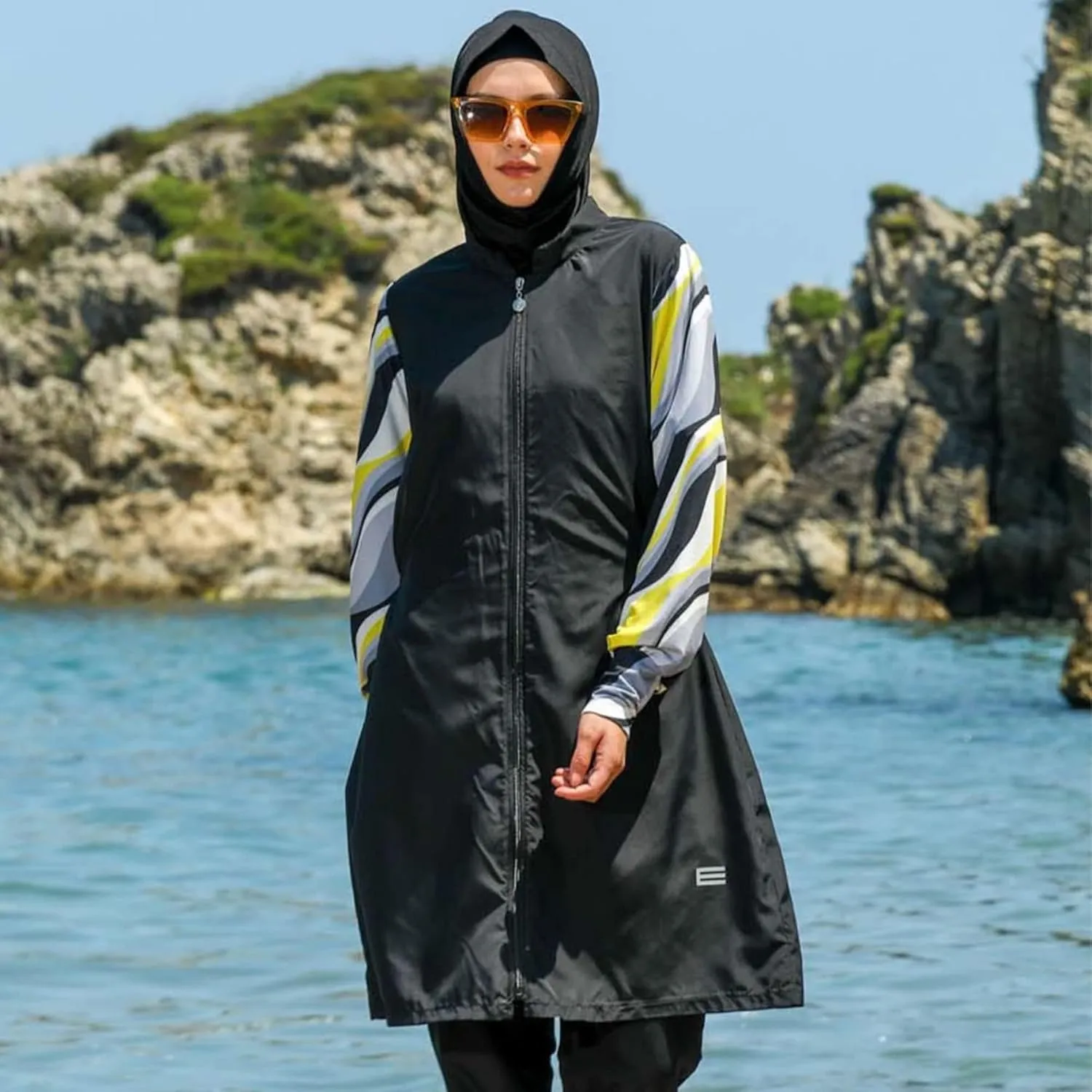 Islamic Long Sleeve Swimsuits for Women Modest Muslim 4 PCS | Full Cover Rash Guard Burkini | Arabic Swimwear