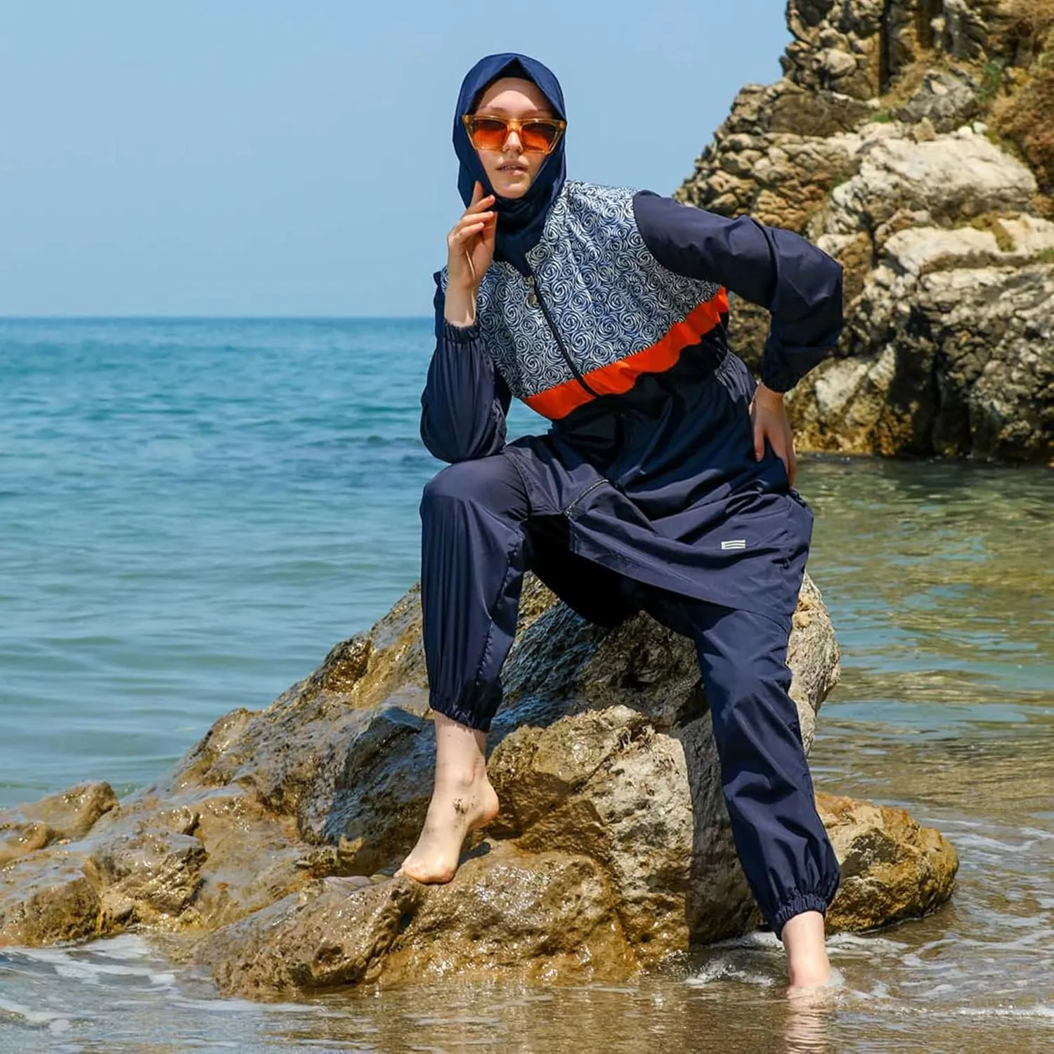 Islamic Long Sleeve Swimsuits for Women Modest Muslim 4 PCS | Full Cover Rash Guard Burkini | Arabic Swimwear