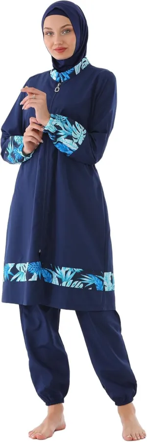 Islamic Long Sleeve Swimsuits for Women Modest Muslim 4 PCS | Full Cover Rash Guard Burkini | Arabic Swimwear