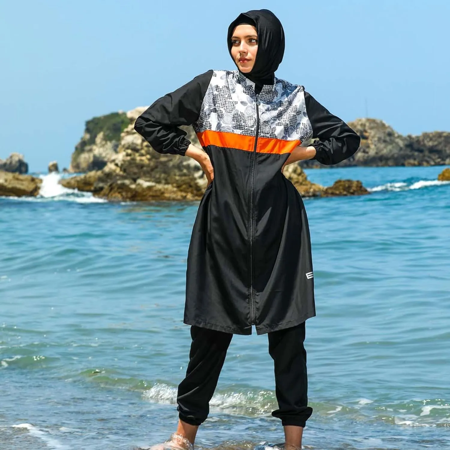 Islamic Long Sleeve Swimsuits for Women Modest Muslim 4 PCS | Full Cover Rash Guard Burkini | Arabic Swimwear