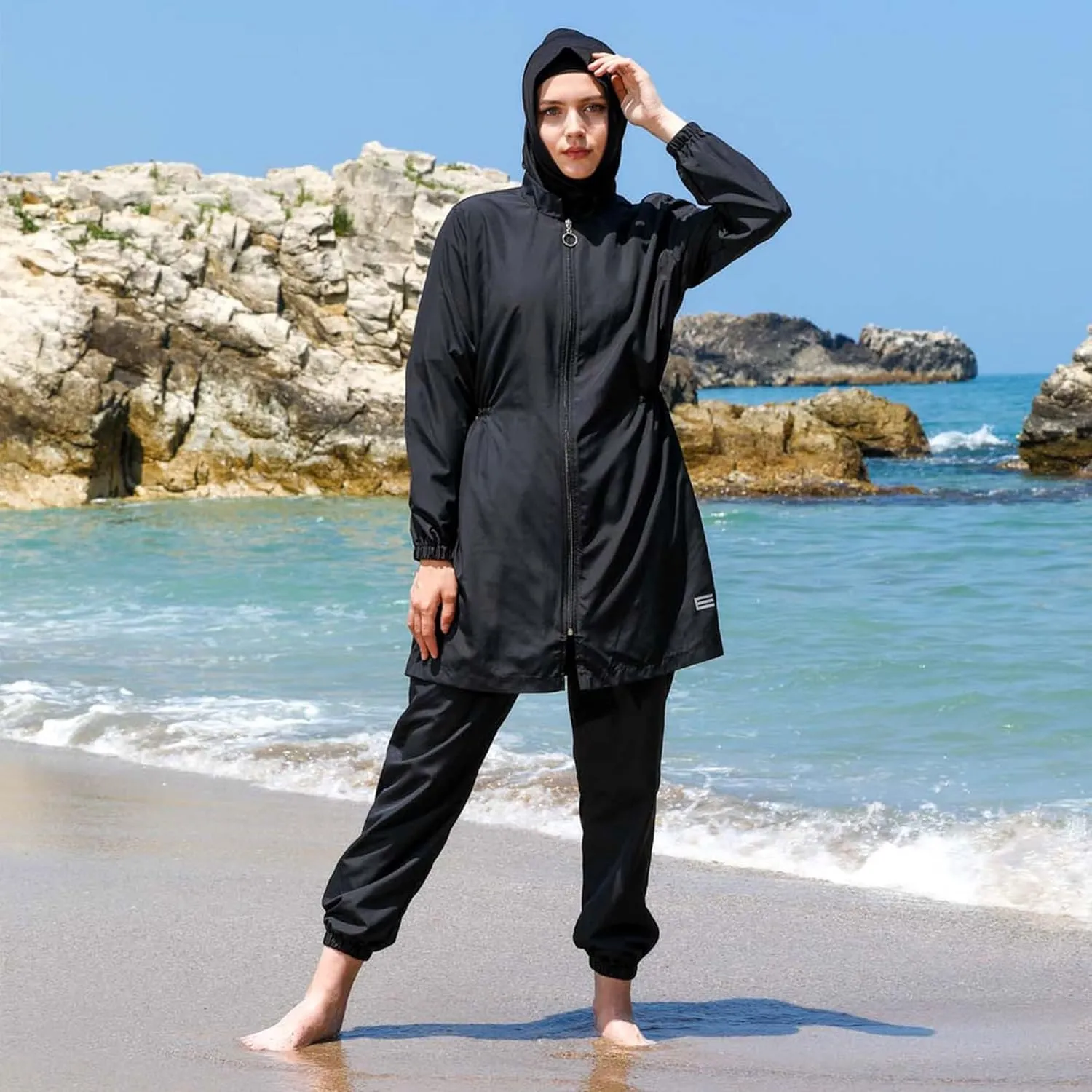 Islamic Long Sleeve Swimsuits for Women Modest Muslim 4 PCS | Full Cover Rash Guard Burkini | Arabic Swimwear