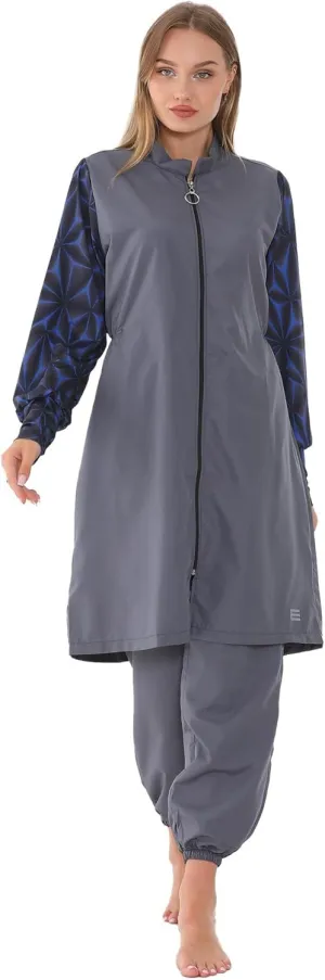 Islamic Long Sleeve Swimsuits for Women Modest Muslim 4 PCS | Full Cover Rash Guard Burkini | Arabic Swimwear