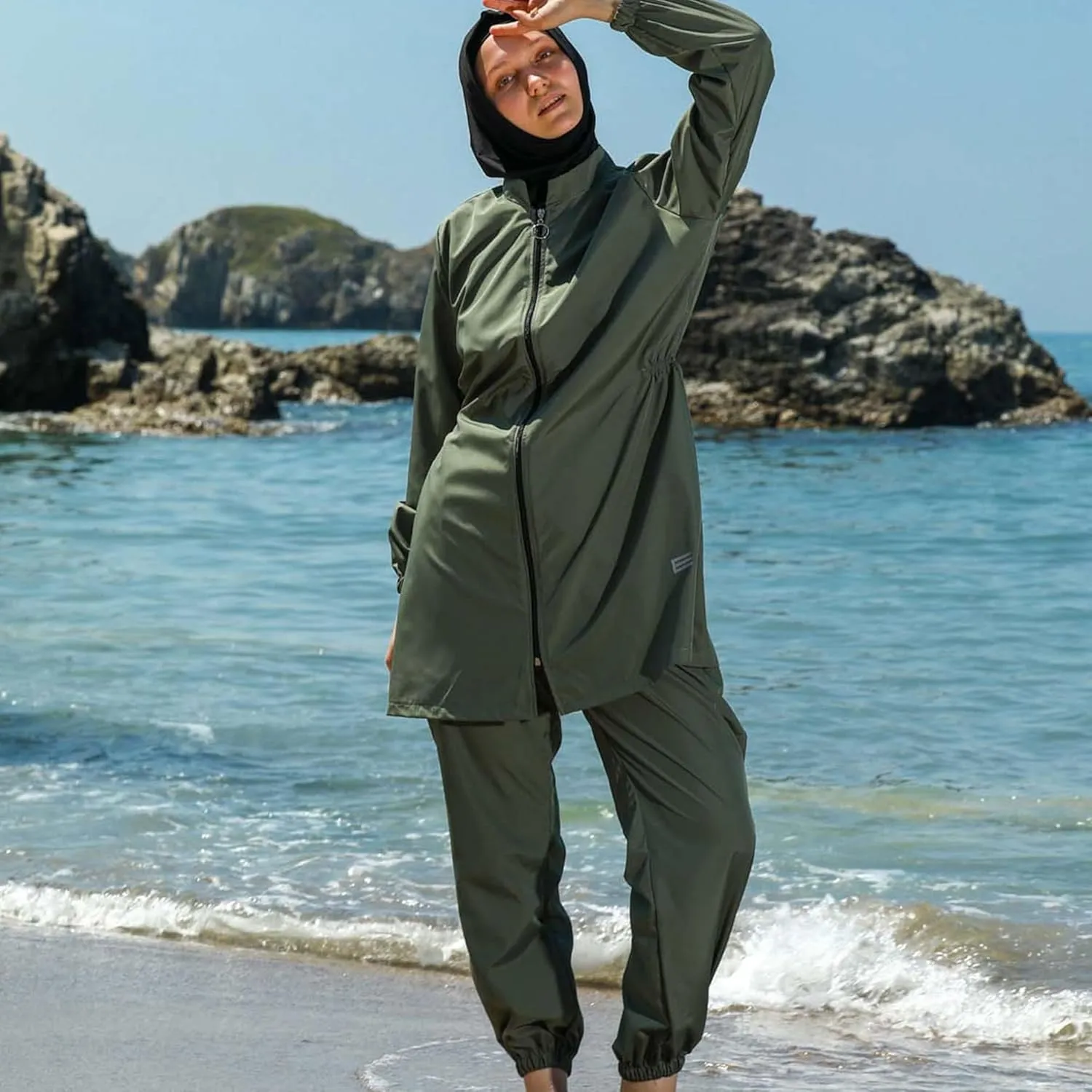 Islamic Long Sleeve Swimsuits for Women Modest Muslim 4 PCS | Full Cover Rash Guard Burkini | Arabic Swimwear