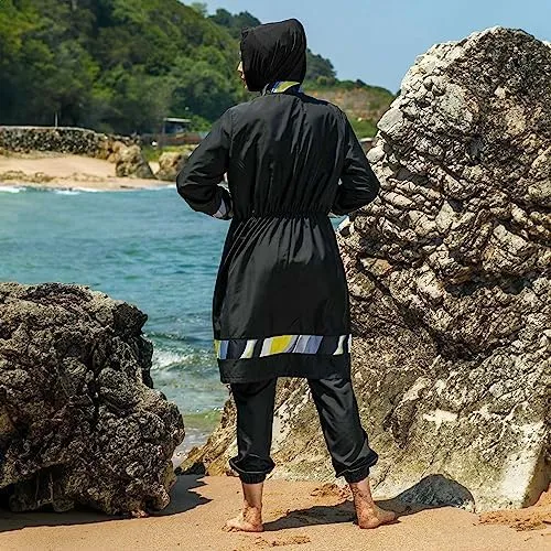 Islamic Long Sleeve Swimsuits for Women Modest Muslim 4 PCS | Full Cover Rash Guard Burkini | Arabic Swimwear