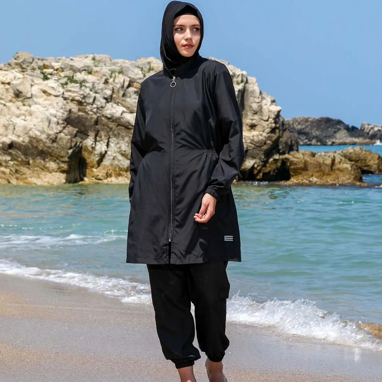 Islamic Long Sleeve Swimsuits for Women Modest Muslim 4 PCS | Full Cover Rash Guard Burkini | Arabic Swimwear