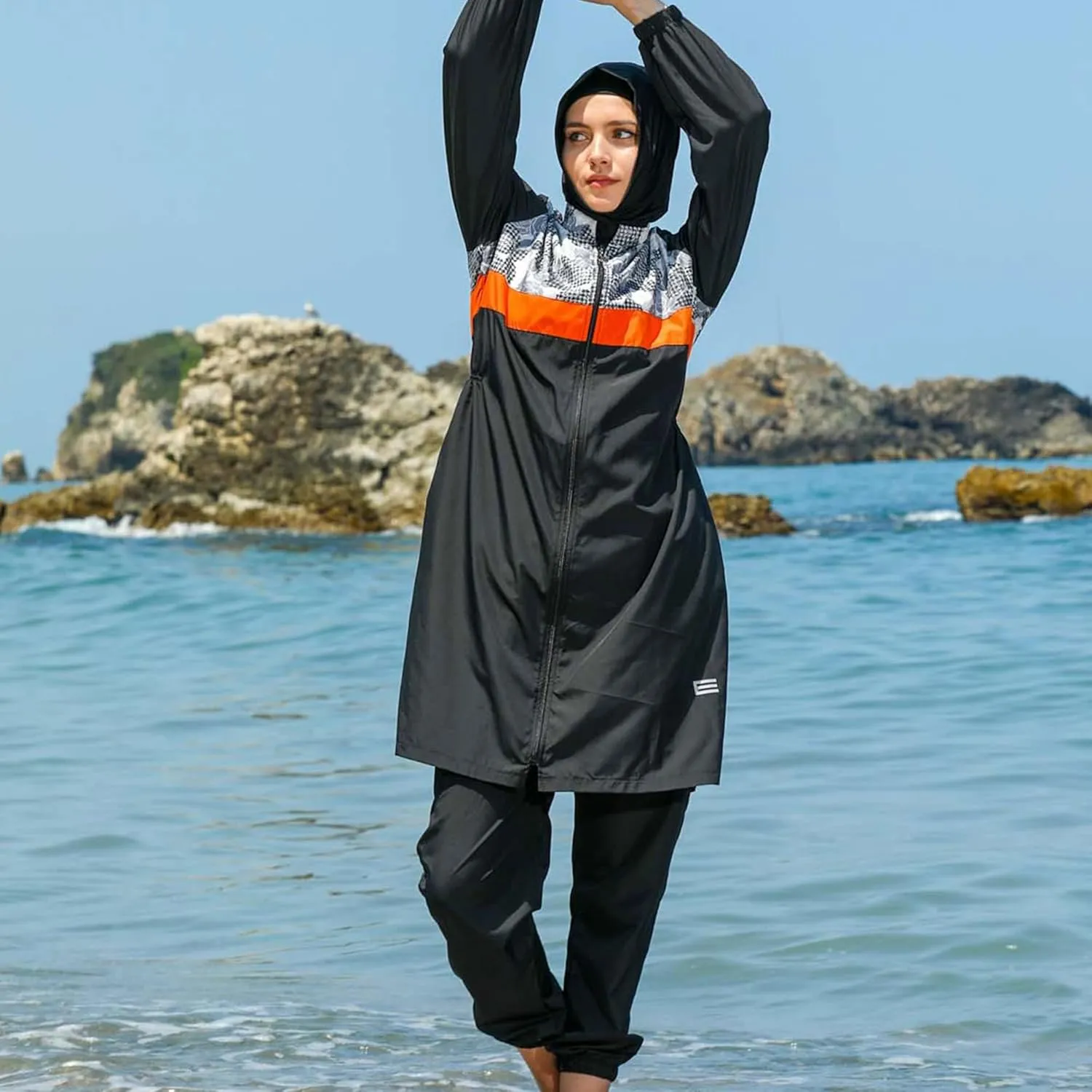 Islamic Long Sleeve Swimsuits for Women Modest Muslim 4 PCS | Full Cover Rash Guard Burkini | Arabic Swimwear