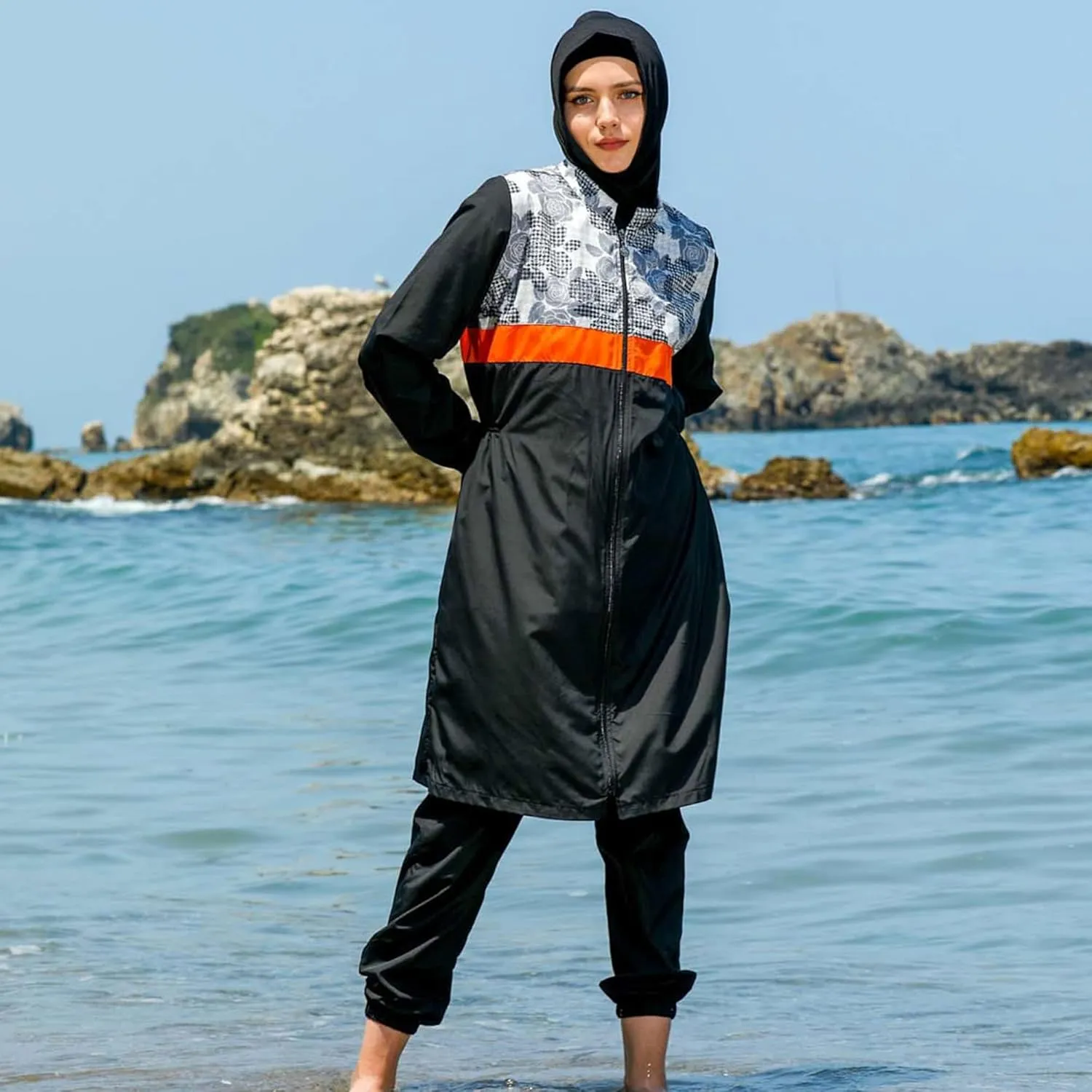 Islamic Long Sleeve Swimsuits for Women Modest Muslim 4 PCS | Full Cover Rash Guard Burkini | Arabic Swimwear