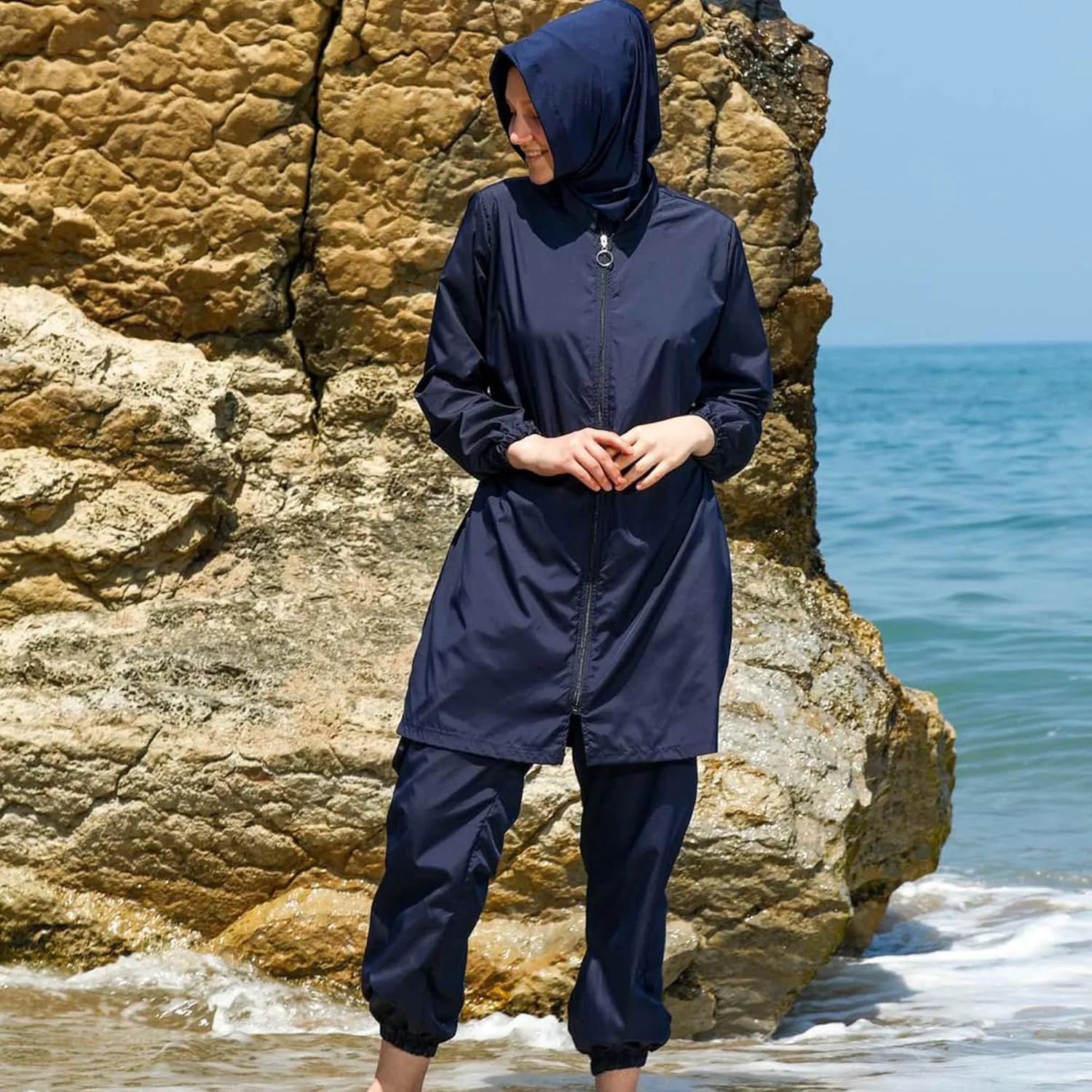 Islamic Long Sleeve Swimsuits for Women Modest Muslim 4 PCS | Full Cover Rash Guard Burkini | Arabic Swimwear