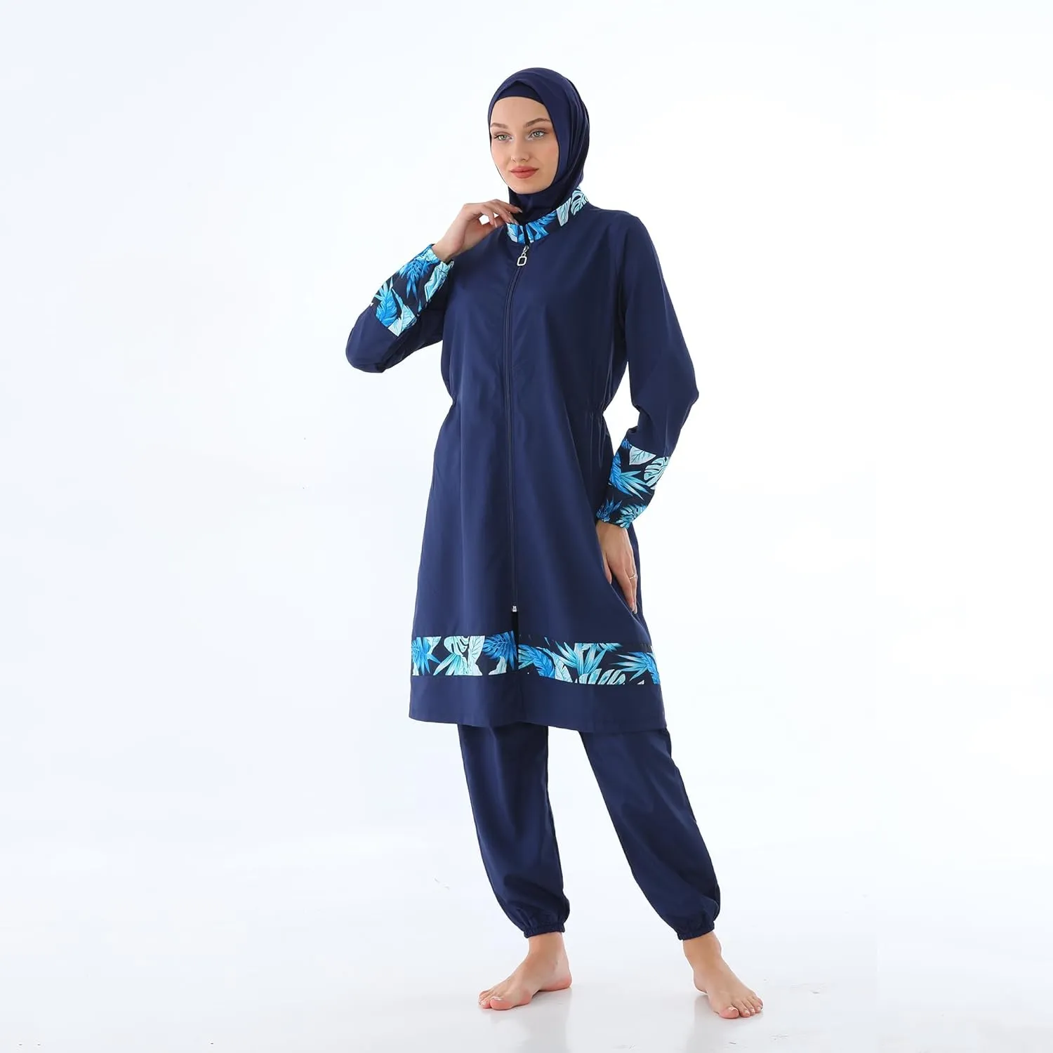 Islamic Long Sleeve Swimsuits for Women Modest Muslim 4 PCS | Full Cover Rash Guard Burkini | Arabic Swimwear
