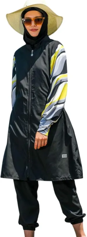 Islamic Long Sleeve Swimsuits for Women Modest Muslim 4 PCS | Full Cover Rash Guard Burkini | Arabic Swimwear