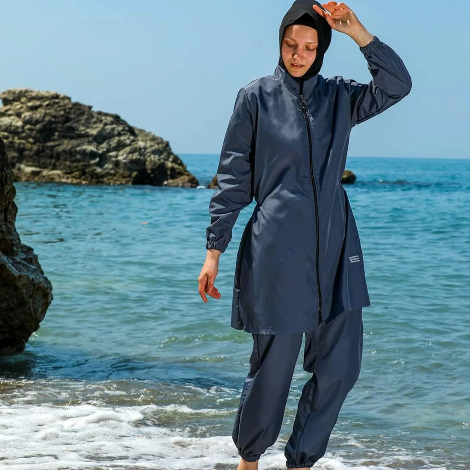 Islamic Long Sleeve Swimsuits for Women Modest Muslim 4 PCS | Full Cover Rash Guard Burkini | Arabic Swimwear