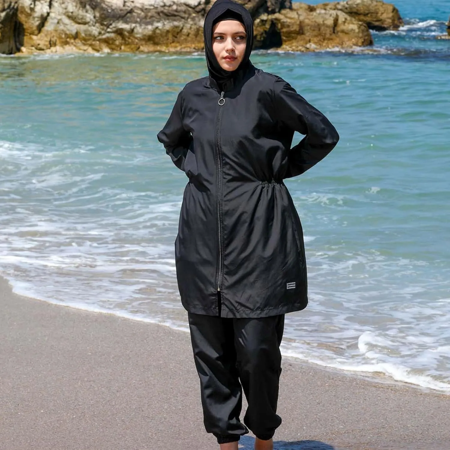 Islamic Long Sleeve Swimsuits for Women Modest Muslim 4 PCS | Full Cover Rash Guard Burkini | Arabic Swimwear