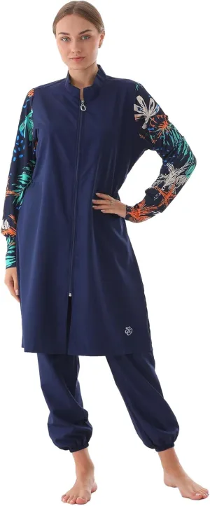 Islamic Long Sleeve Swimsuits for Women Modest Muslim 4 PCS | Full Cover Rash Guard Burkini | Arabic Swimwear