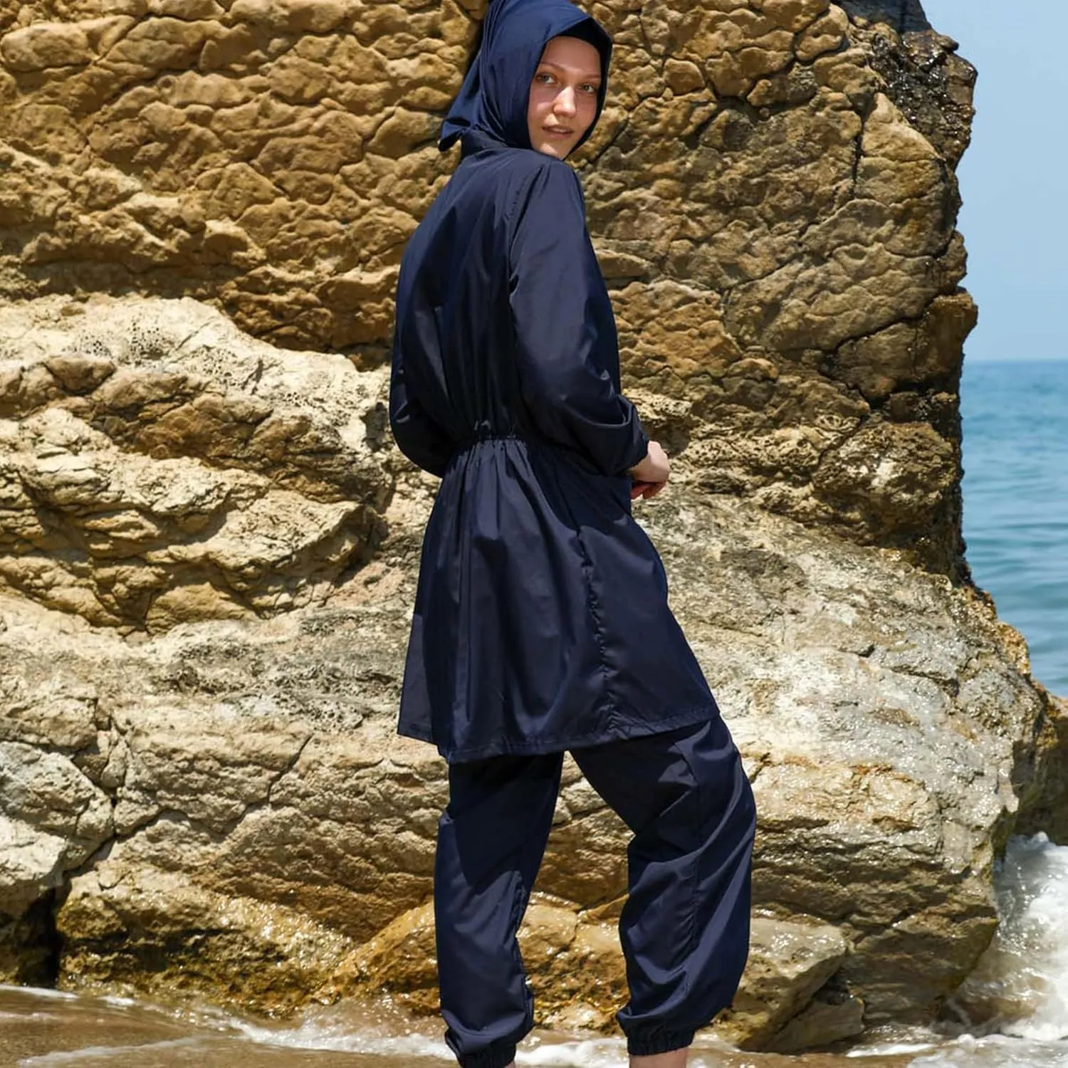 Islamic Long Sleeve Swimsuits for Women Modest Muslim 4 PCS | Full Cover Rash Guard Burkini | Arabic Swimwear