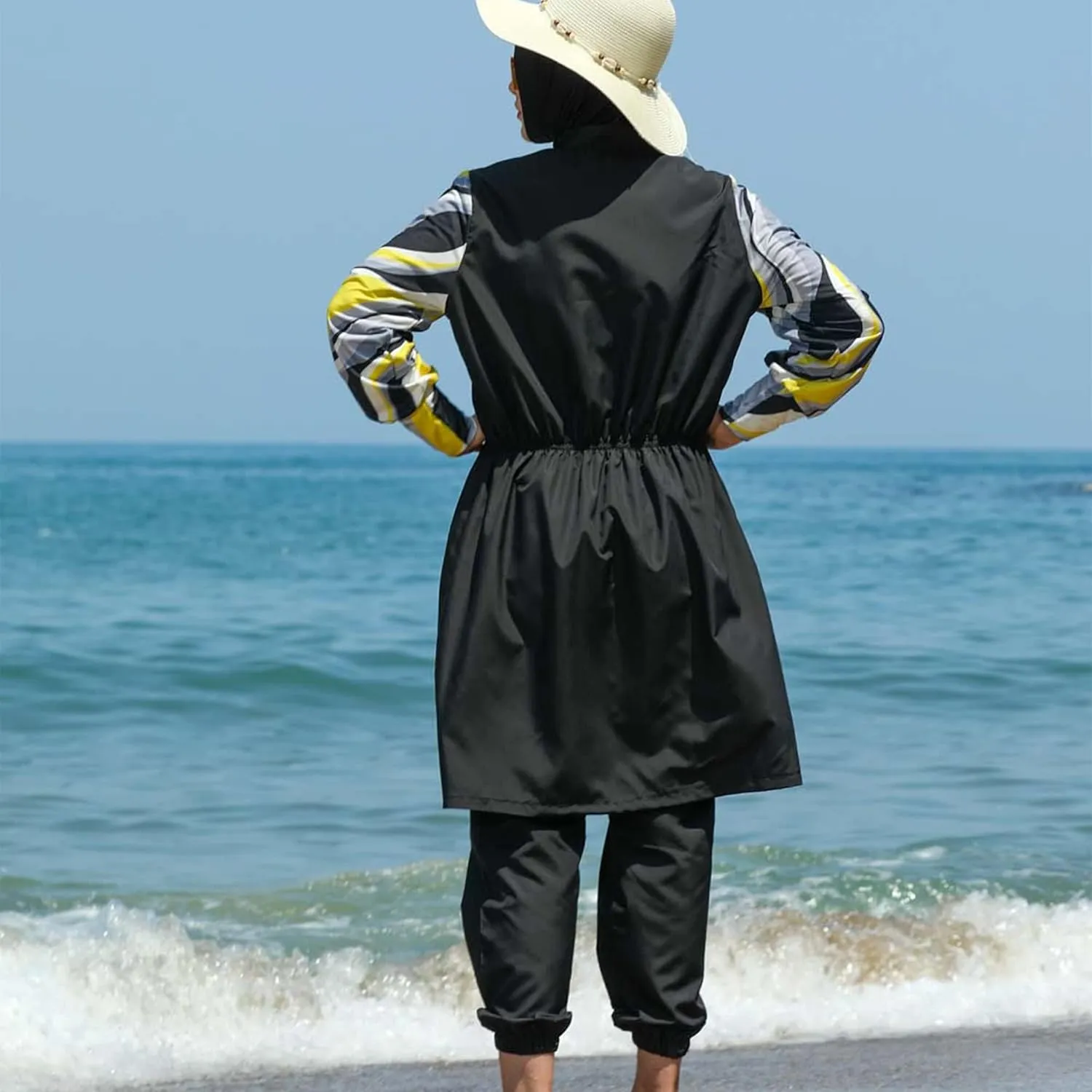 Islamic Long Sleeve Swimsuits for Women Modest Muslim 4 PCS | Full Cover Rash Guard Burkini | Arabic Swimwear