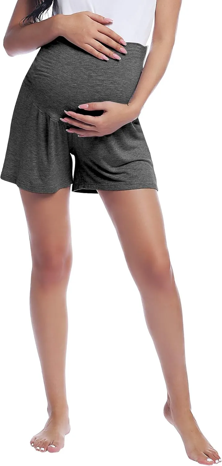 Joyaria Women Maternity Shorts Pajama Sleep Lounge Pregnancy Sleepwear Bamboo Viscose Over Belly Active Yoga Shorts S-XXL