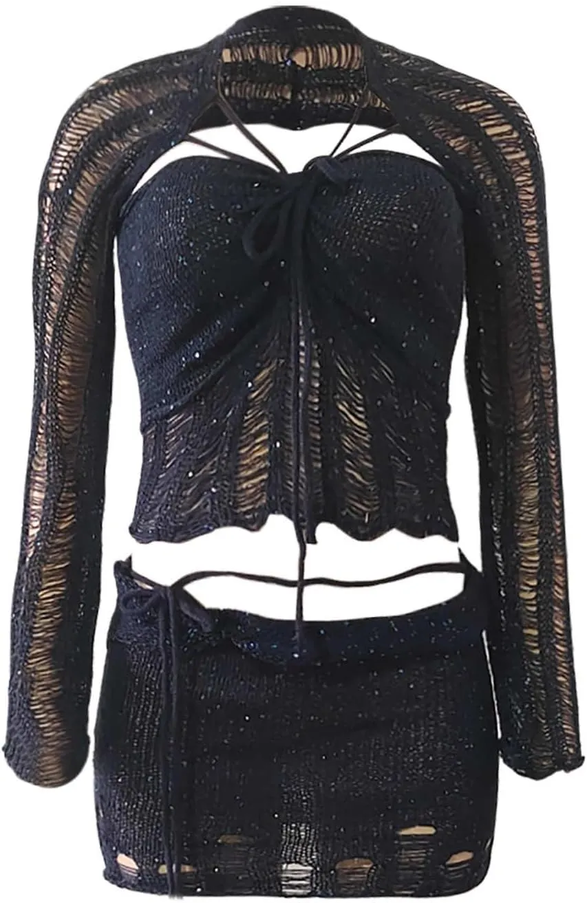 Juniors Matching Formal Disco Club Tops Skorts Swimsuits Kimono Coverups Sets for Women Skort Sets