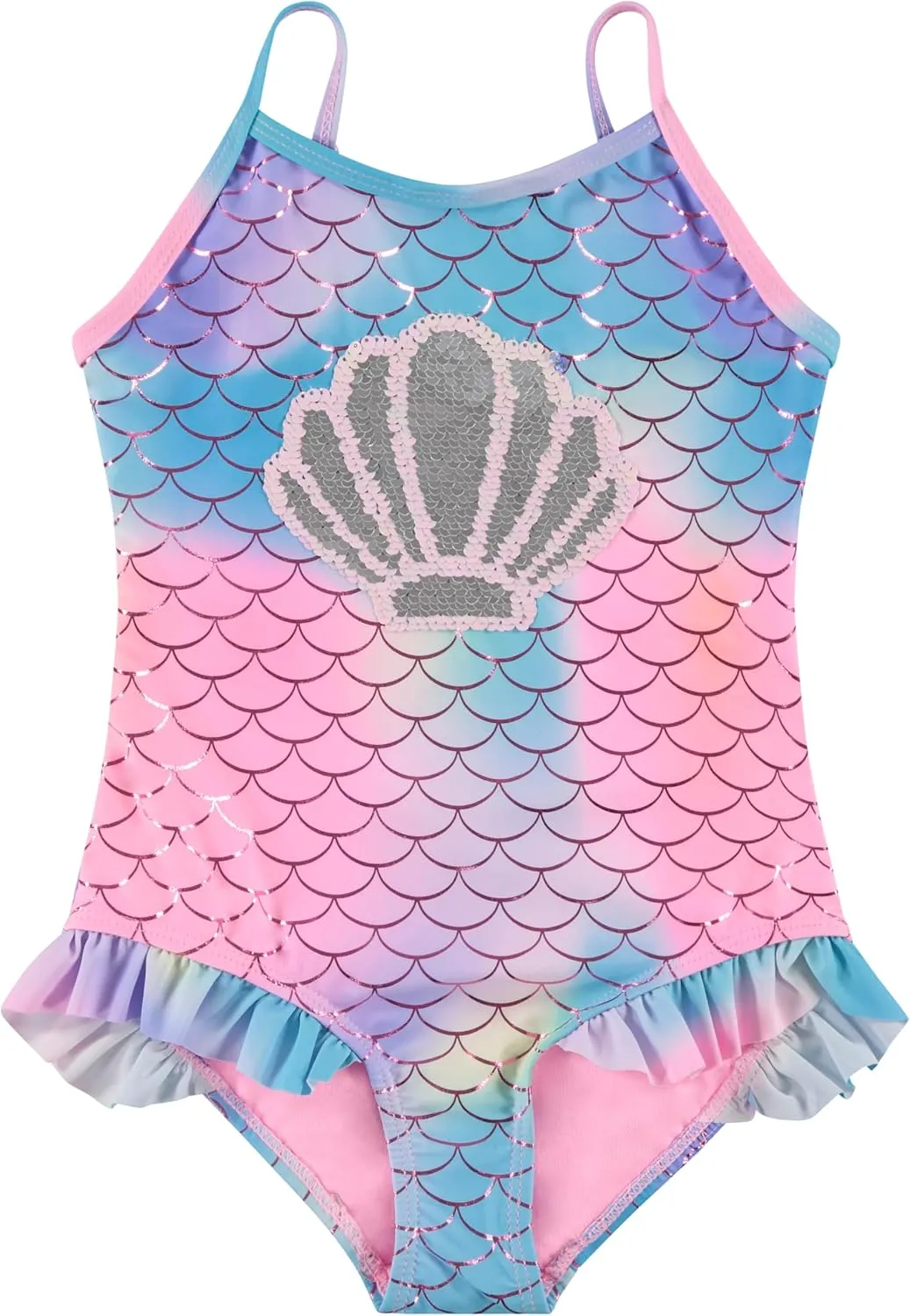 Kids Girls 2 Pack Bathing Suit, Childrens Printed Beach Swimwear