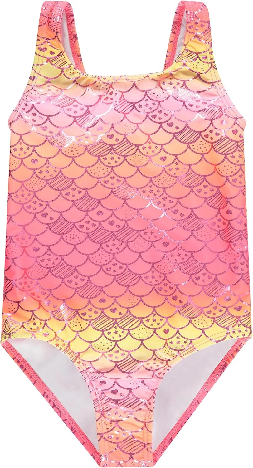 Kids Girls 2 Pack Bathing Suit, Childrens Printed Beach Swimwear