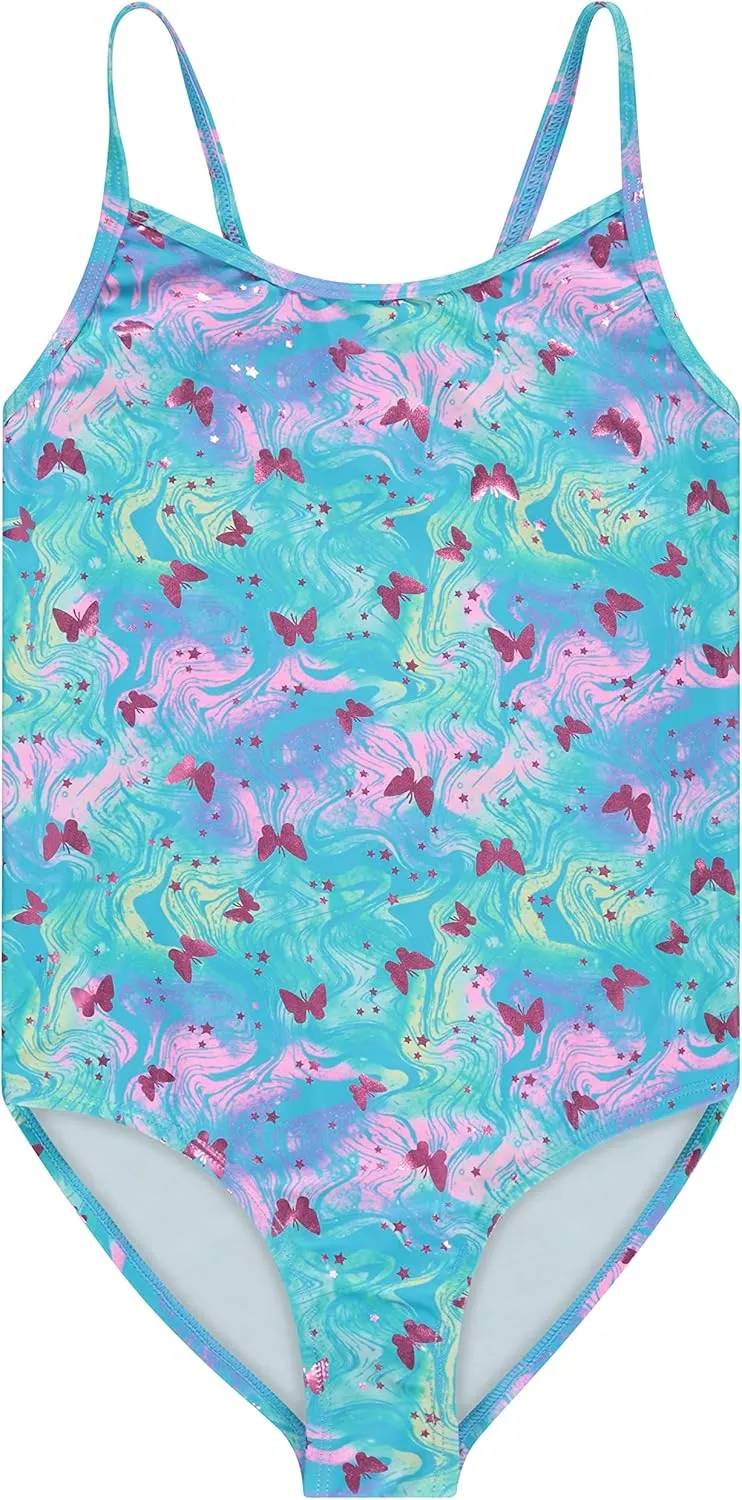 Kids Girls 2 Pack Bathing Suit, Childrens Printed Beach Swimwear