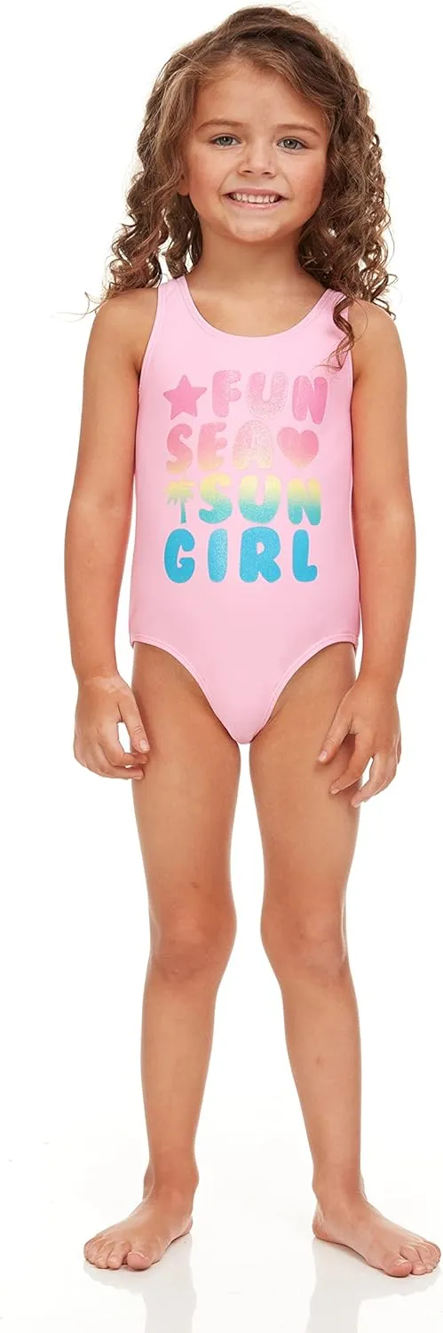 Kids Girls 2 Pack Bathing Suit, Childrens Printed Beach Swimwear