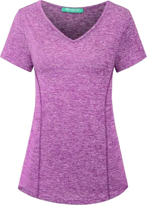 Kimmery V Neck T Shirts for Women Short Sleeve Workout Yoga Tops for Women