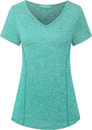 Kimmery V Neck T Shirts for Women Short Sleeve Workout Yoga Tops for Women