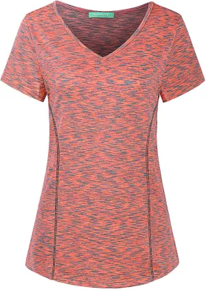 Kimmery V Neck T Shirts for Women Short Sleeve Workout Yoga Tops for Women
