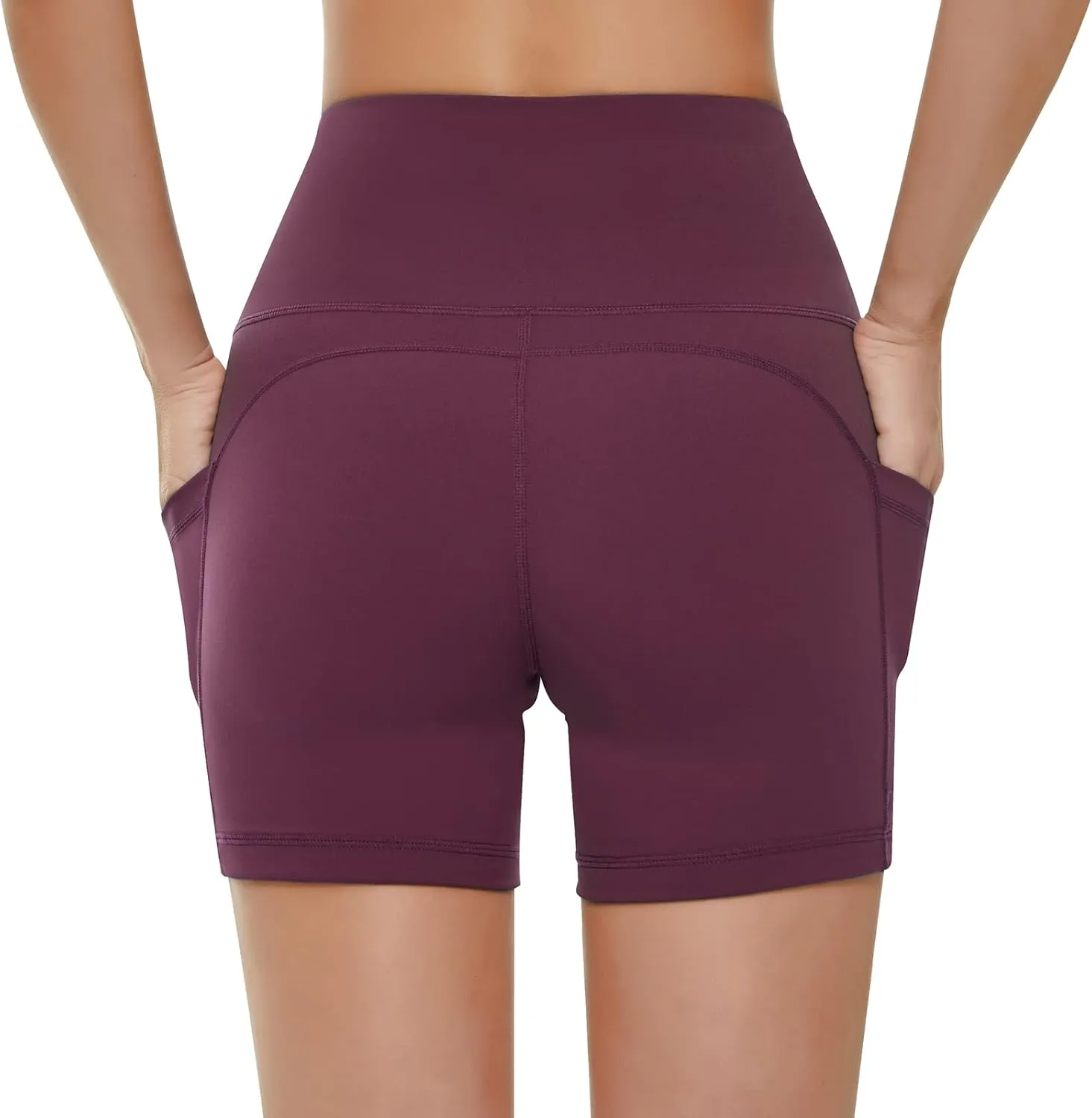 KKB Women's 8" 5" High Waist Active Wear Shorts Yoga Leggings, Tummy Control Workout Shorts Side Pockets Running Pants