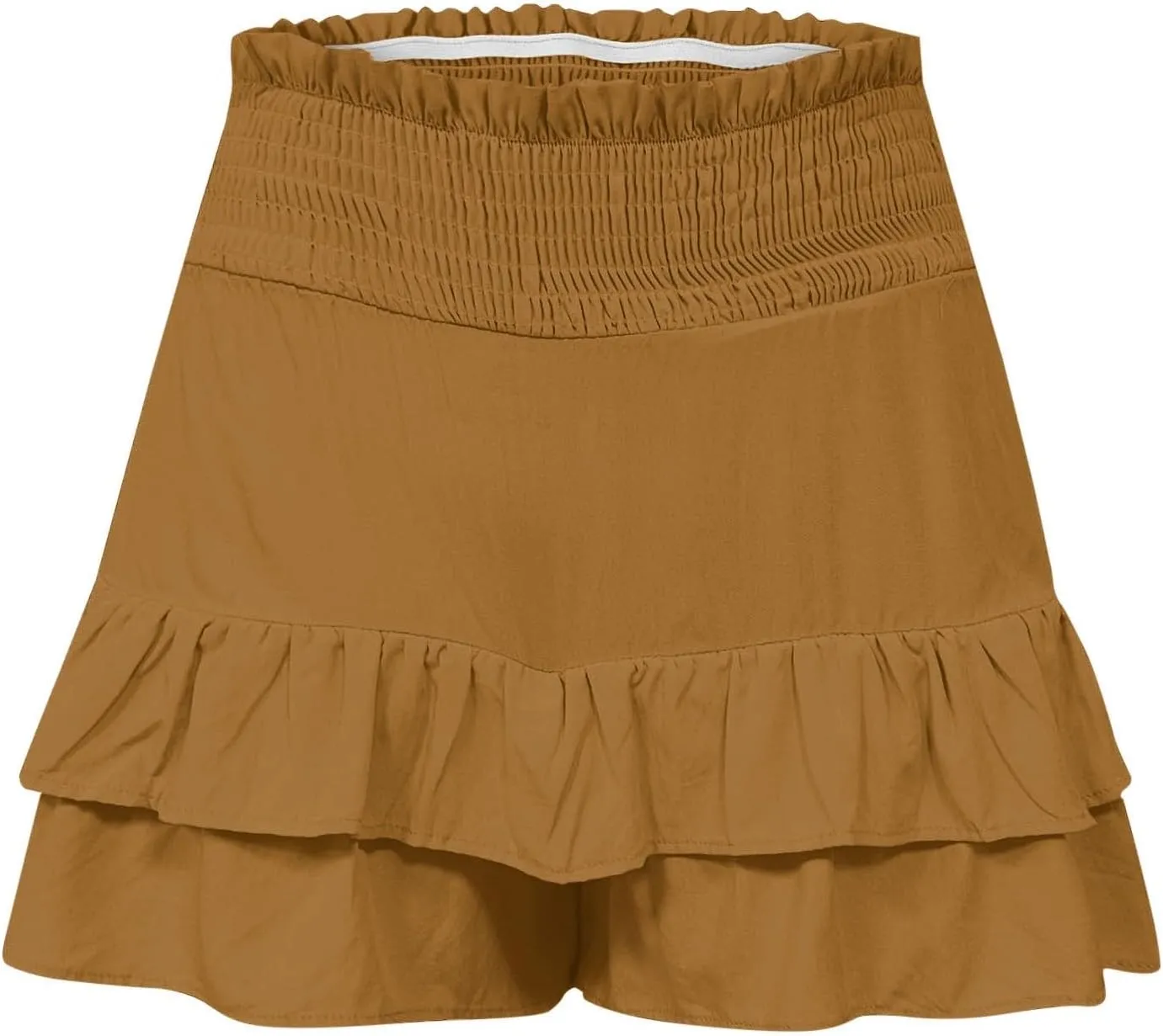 Kubbon Womens Flowy Shorts Smocked High Waisted Wide Leg Shorts Casual Loose Tiered Beach Skorts Summer Vacation Outfits