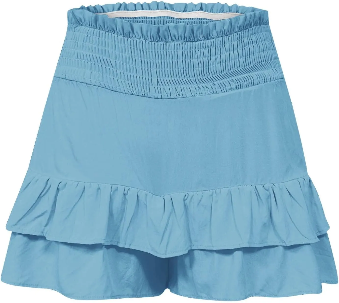Kubbon Womens Flowy Shorts Smocked High Waisted Wide Leg Shorts Casual Loose Tiered Beach Skorts Summer Vacation Outfits