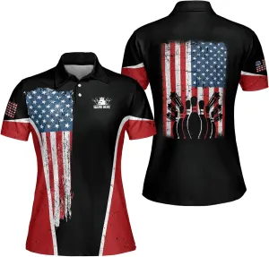 LASFOUR Personalized 3D Bowling Shirts for Women, Custom Quick-Dry Bowling Shirts Short Sleeve Polo for Girls