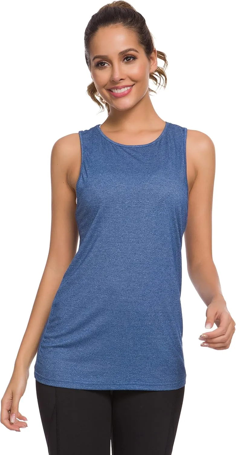 Laughido Womens Open Back Workout Tops Athletic Yoga Vests Backless Sleeveless Tank Tops